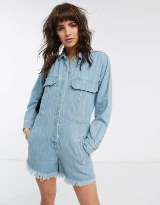 free people denim romper