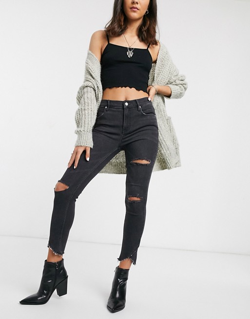 Free People Sunny Mid Rise Skinny Jean in black