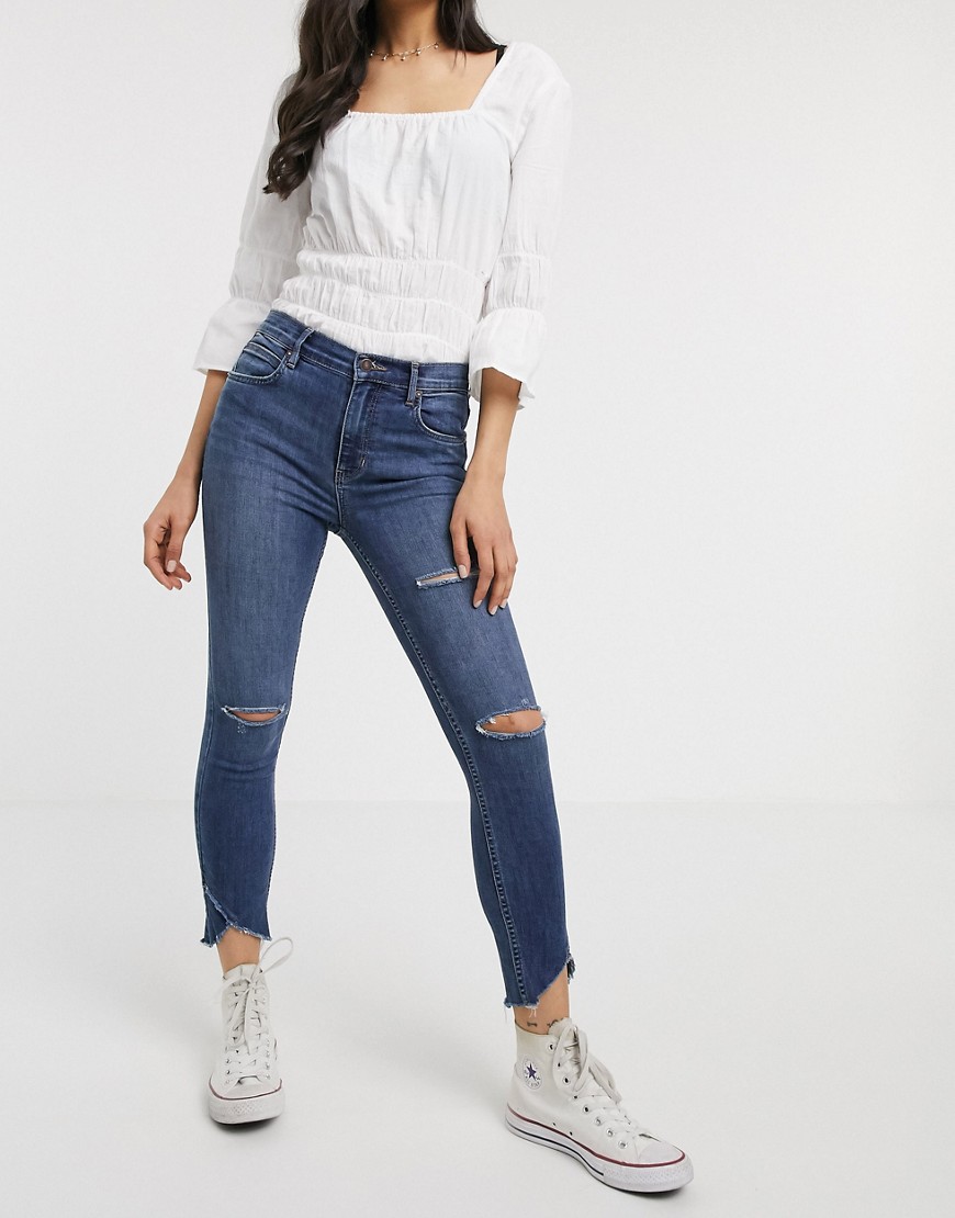 Free People - Sunny - Skinny jeans met halfhoge taille in blauw