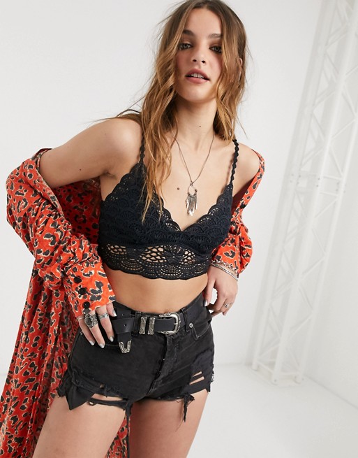 Free People sunrise to sunset lace bra in black in black