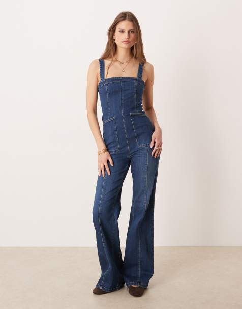 Free People suns out bootcut jumpsuit in erica blue - view 1