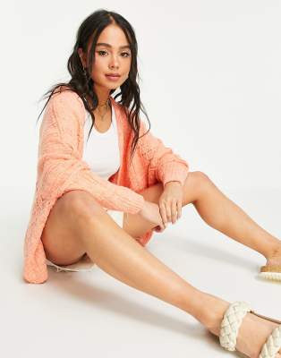 Free People Sunset open cardigan in orange
