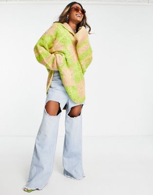 Free People Sunshine To Follow oversized argle knit jumper in yellow