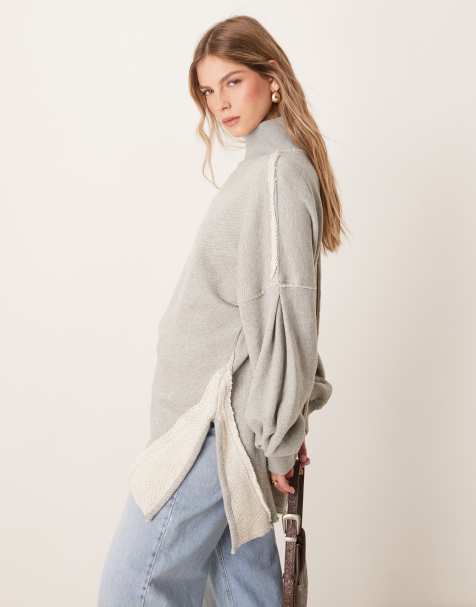 Free People super relaxed jumper in heather grey - view 1