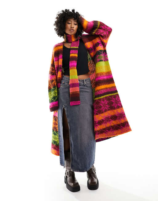 Free People super soft oversized longline cardigan in multi ASOS