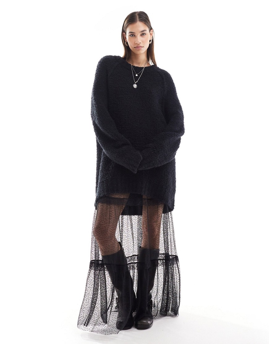 Free People Super Soft Oversized Maxi Sweater In Black