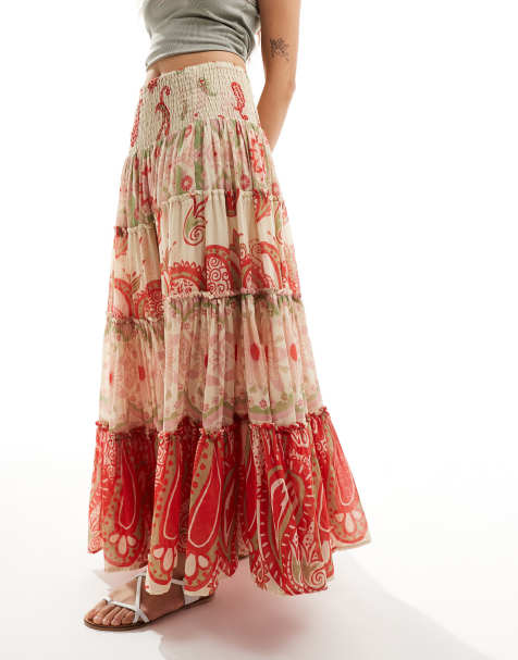 Free People Super Thrills paisley boho maxi skirt in multi - view 1