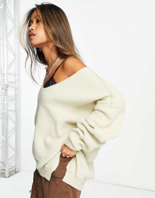 Free People – Sweather Weather – Vit tröja med v-ringning, 3 av 4