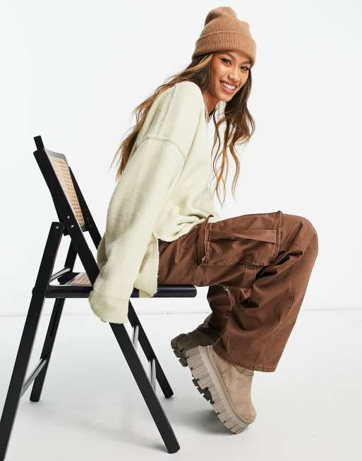 Free People – Sweather Weather – Vit tröja med v-ringning, 4 av 4