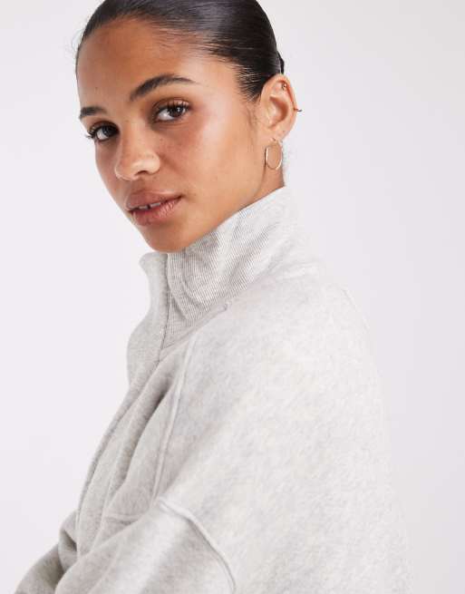 Free People sweatshirt med polokrage i melerad grå, 4 av 4