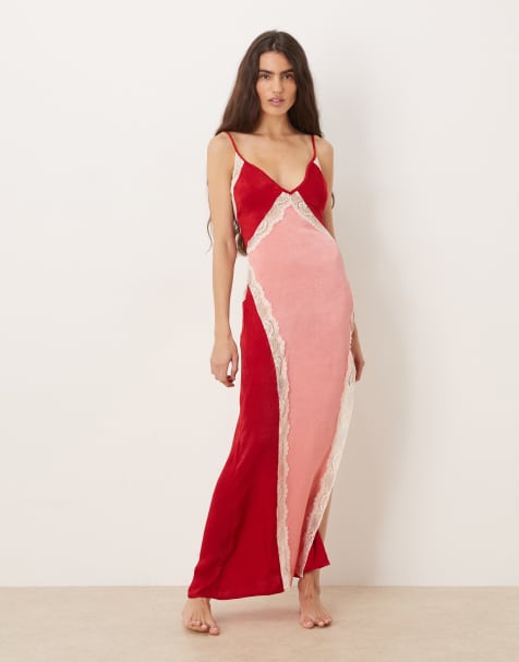 Free People sweet kind of love maxi slip dress in sweetie pink combo - view 1