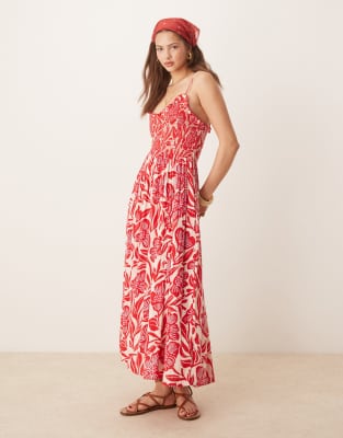 Free People - Sweet Nothings - Gemustertes Midikleid in Rot