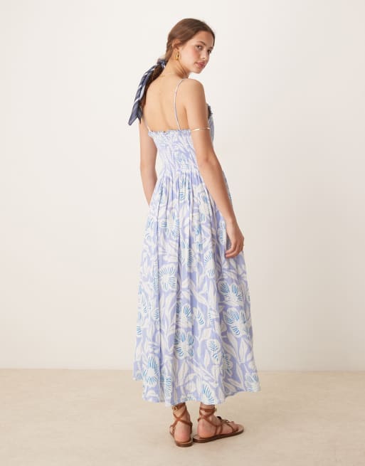 Free People sweet nothings printed midi dress in blue, 4 of 4