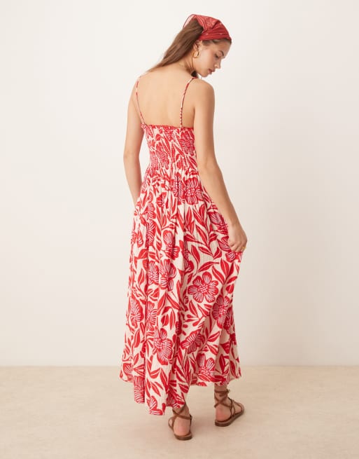 Free People - Sweet Nothings - Vestito midi rosso con stampa, 3 di 4