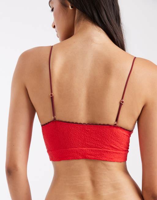 Free People sweet point triangle bra in red, 3 of 4