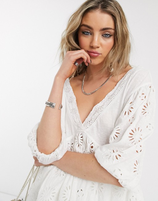 Free People sweeter side blouse in white