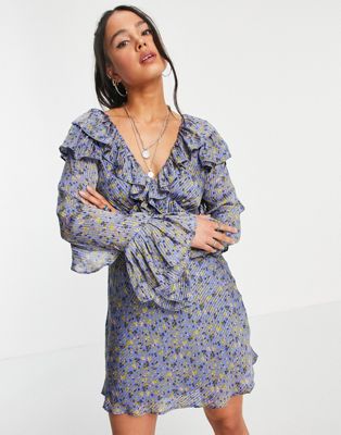 Free People Sweetest Thing floral mini dress in blue multi - ASOS Price Checker