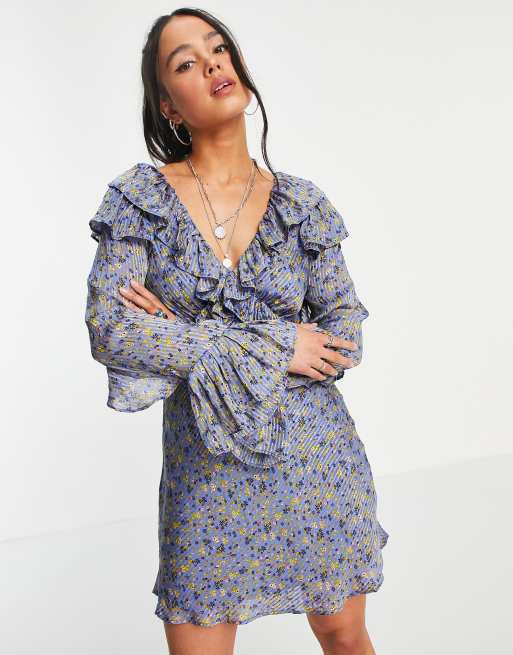 Free people blue outlet flower dress