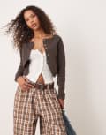 [Free People] Free People Sydney shrunken cardigan in chocolate-Brown S Chocolate torte