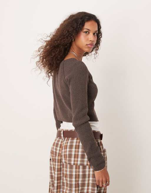 Free People Sydney shrunken cardigan in chocolate, 4 of 4