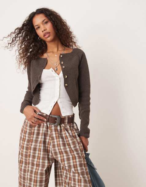 Free People sydney shrunken cardigan in chocolate