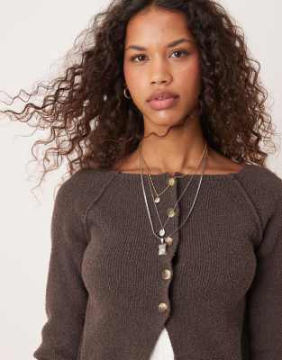 Free People Sydney Shrunken Cardigan In Brown