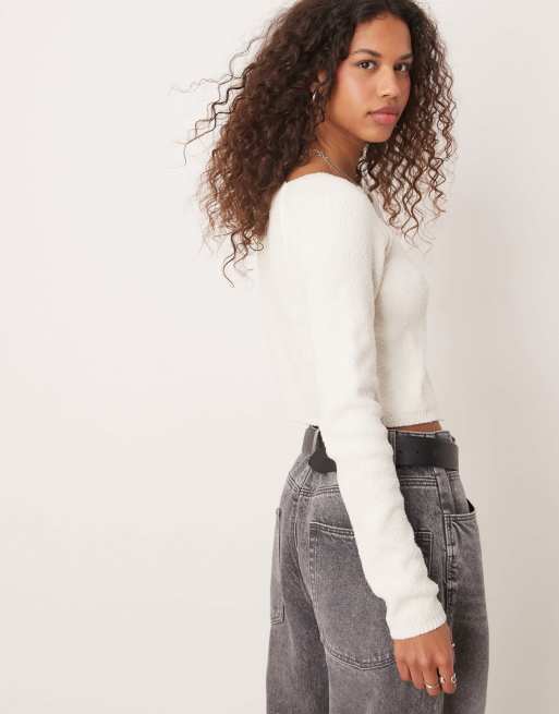 Tシャツ・カットソー Shrunken Cardigan Free People Sydney shrunken cardigan in optic white | ASOS