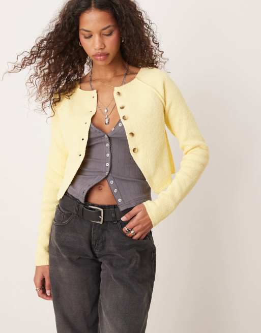 Free People Sydney shrunken cardigan in sunshine yellow