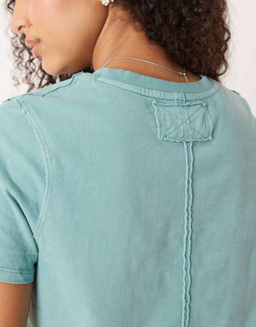 Free People - T-shirt coupe carrée - Bleu minéral, 3 de 4