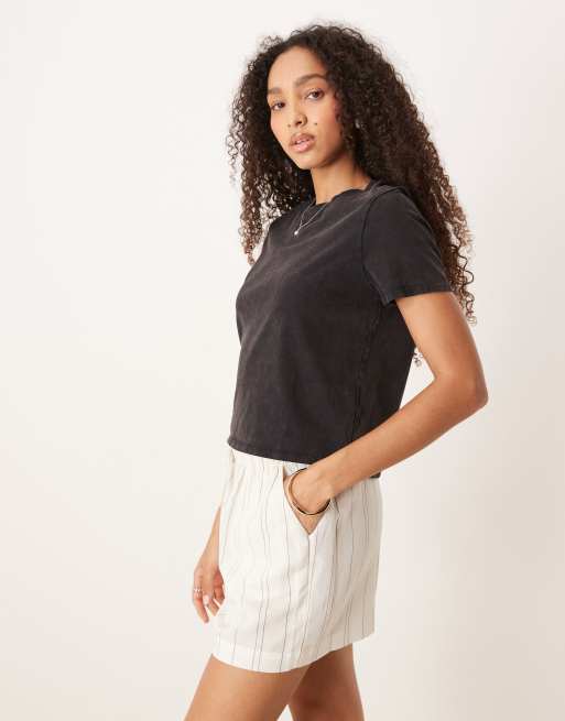 Free People - T-shirt squadrata nera per tutti i giorni, 2 di 4