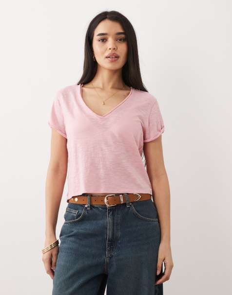 Free People – Take 2 – Rosa t-shirt med v-ringning - view 1