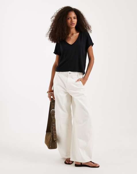 Free People - Take 2 - Sort T-shirt med V-hals og firkantet pasform - view 1