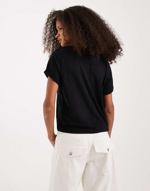 Free People – Take 2 – Svart t-shirt med boxig passform och v-ringning, 4 av 4