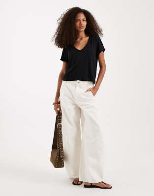 Free People take 2 v neck boxy T-shirt in black
