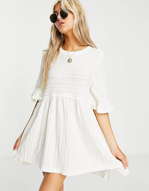 Free People take a spin tunic top with frill sleeves in textured stripe