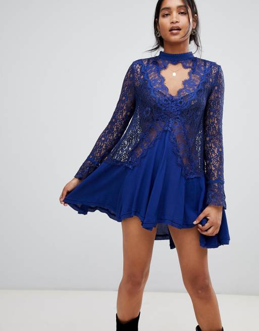 free people tell tale cut-out lace tunic dress. the