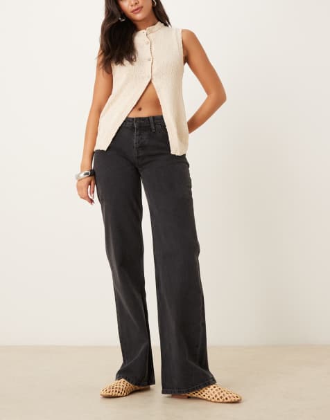 Free People - Tenessee - Boyfriend jeans met lage taille in zwart met wassing - view 1