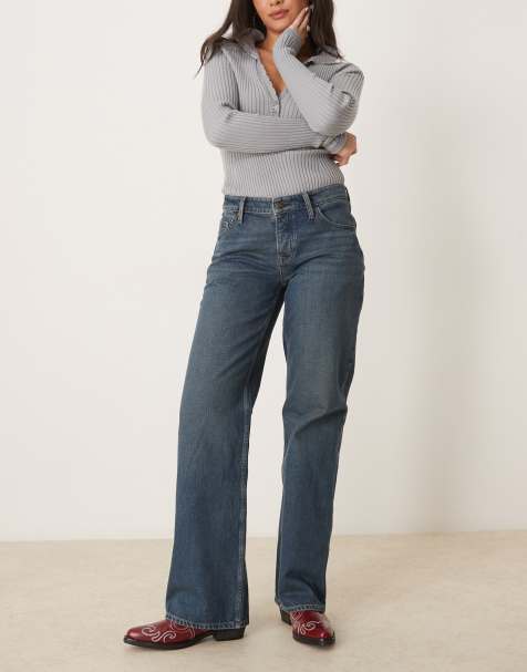 Free People – Tennessee – Boyfriend-Jeans in Cowboy-Blau mit niedrigem Bund - view 1