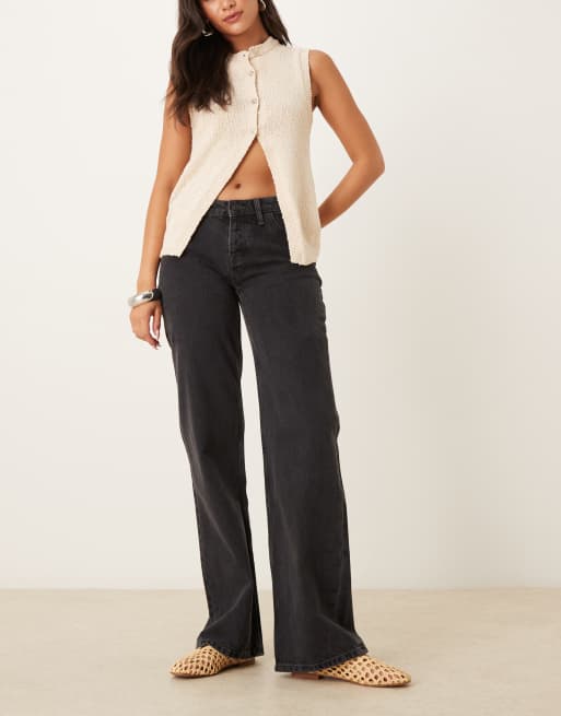 Free People - Tennessee - Jeans boyfriend a vita bassa nero slavato