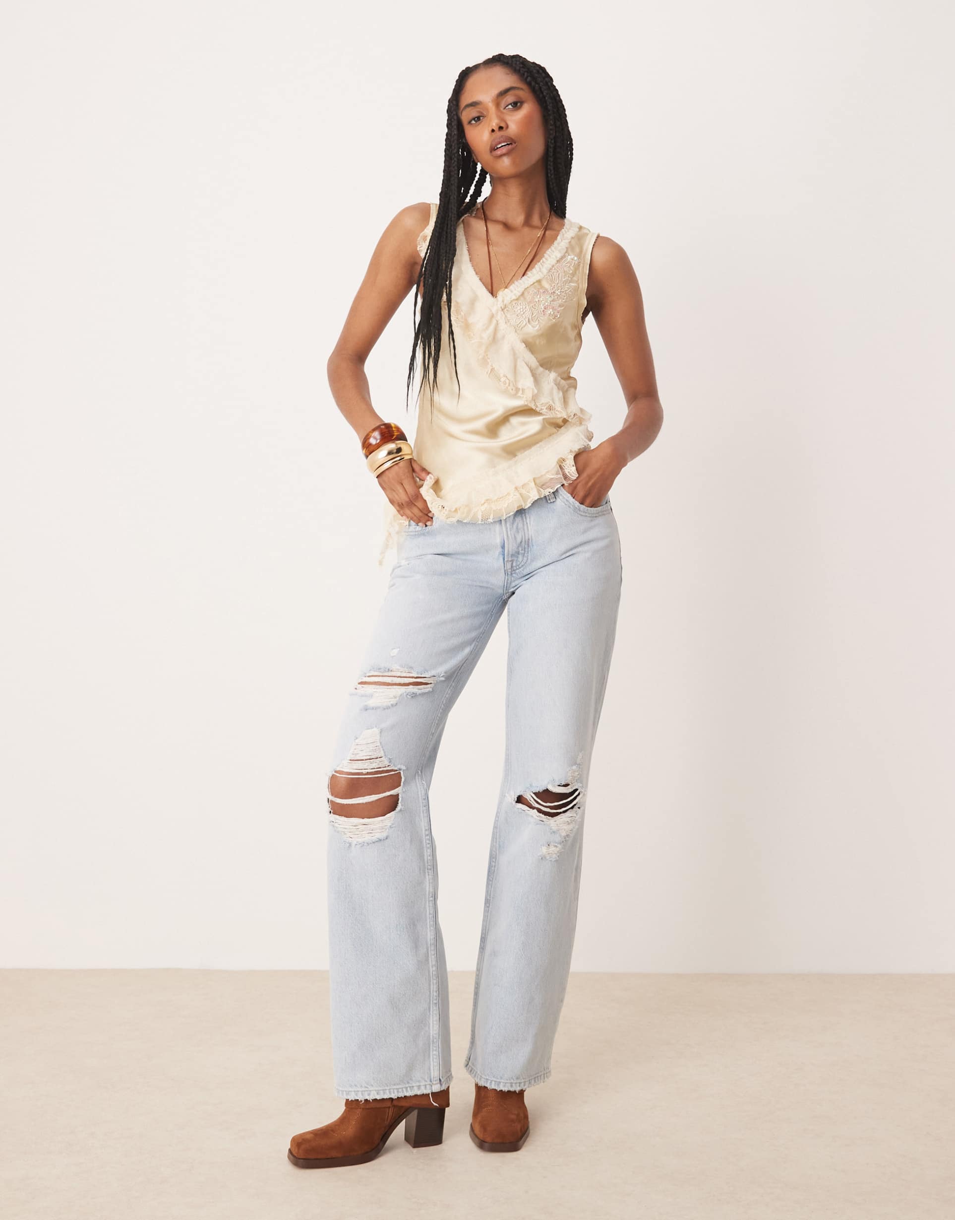 free people tennessee low rise jeans in indigo ruin