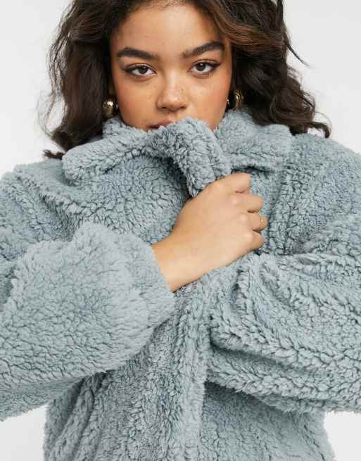 Grey teddy fur jacket sale