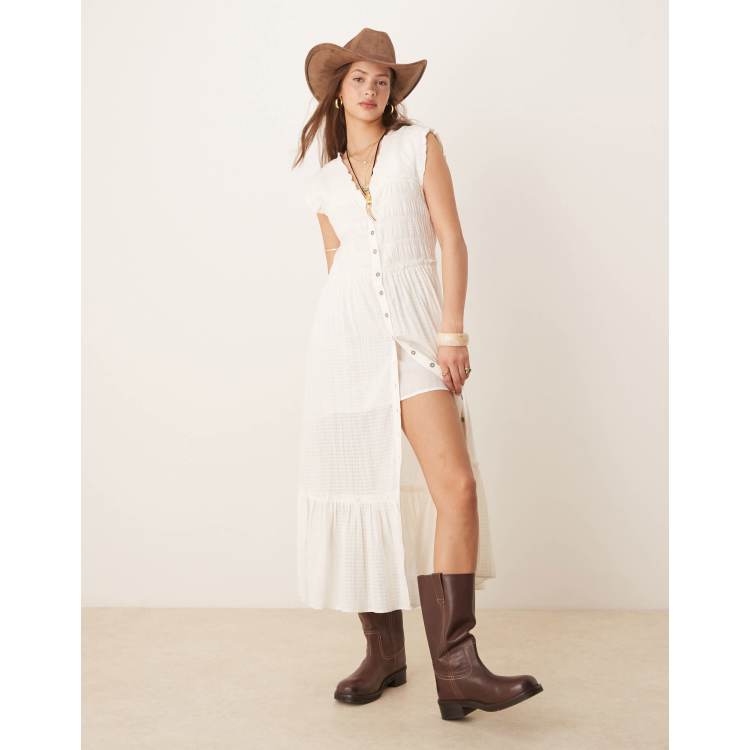 x free-est in my dreams midi dress in ivory Free People In My Dreams Midi L 10 Women Free-est Ivory Cotton Dress NEW  42364