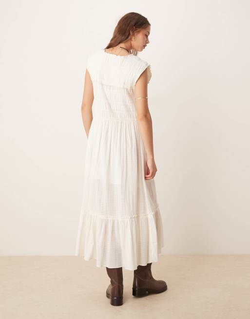 ivory free people dress Ivory Lace-Trimmed Flowy Mini Dress