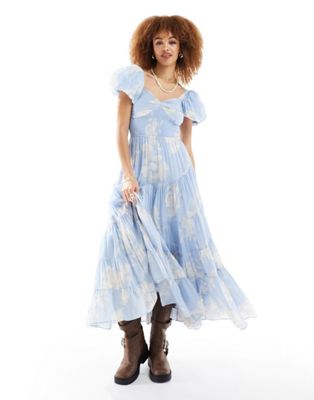 Blue Pebble Print Midaxi Dress – Ro&Zo