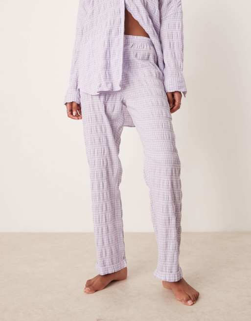Free People textured pajama pants in lilac - part of a set, 2 of 4