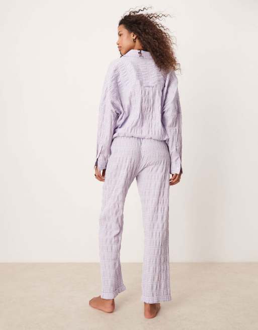 Free People textured pajama pants in lilac - part of a set, 3 of 4