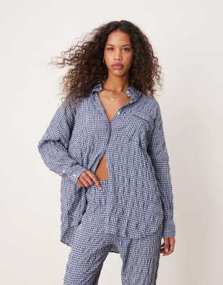 Free People Textured Pajama Pants In Blue