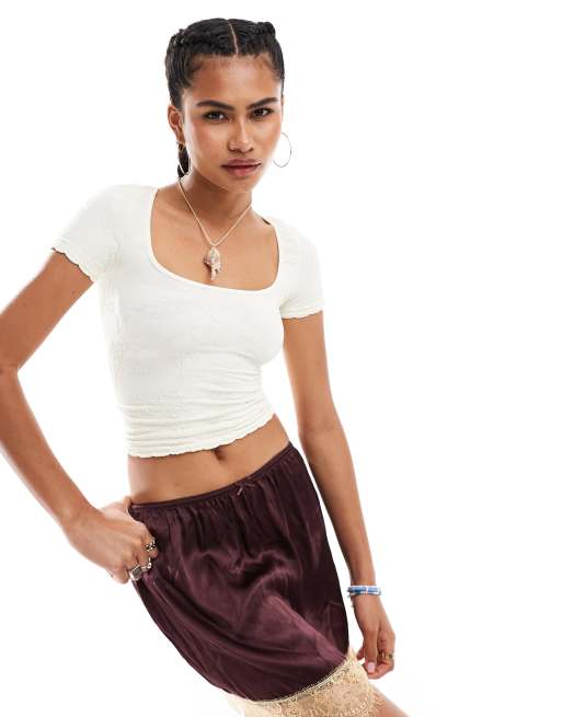 Free People textured square neck top in ivory