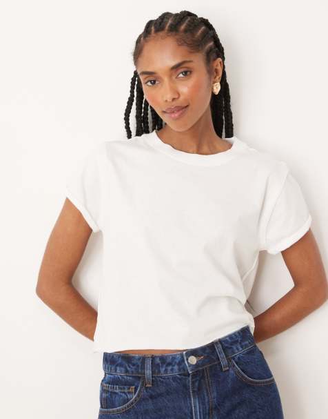 Free People – The Perfect Tee – T-shirt w kolorze kości słoniowej o krótkim pudełkowym fasonie - view 1