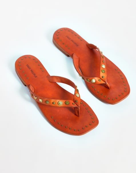 Free People tide flip flop in rust - view 1